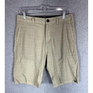 Quiksilver Shorts Mens 29 Khaki Dry Flight Plaid Lightweight Quick‎ Dry Golf